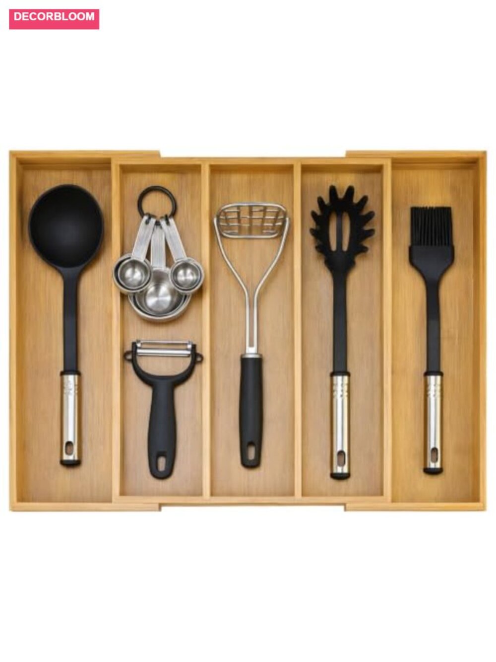 Expandable Bamboo Silverware Drawer Organizer Adjustable Cutlery Tray